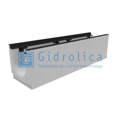 Лоток водоотводный бетонный коробчатый (СО-150мм), с чугунной насадкой КU 100.24,8 (15).26,5(20)-BGZ-S, № 5-0