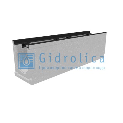 Лоток водоотводный бетонный коробчатый (СО-150мм), с чугунной насадкой КU 100.24,8 (15).29(22,5)-BGZ-S, № 10-0