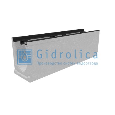 Лоток водоотводный бетонный коробчатый (СО-150мм), с чугунной насадкой КU 100.24,8 (15).31,5(25)-BGZ-S, № 15-0