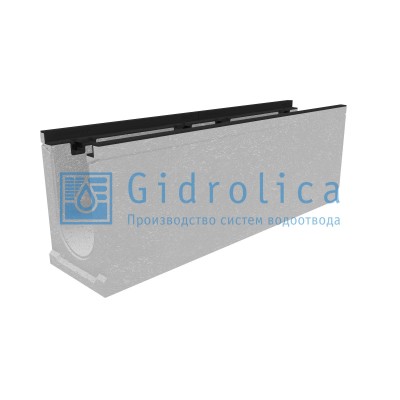 Лоток водоотводный бетонный коробчатый (СО-150мм), с чугунной насадкой КU 100.24,8 (15).34(27,5)-BGZ-S, № 20-0