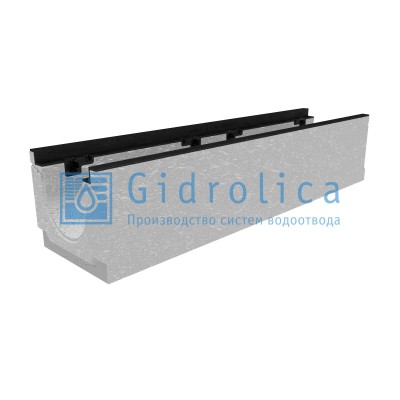 Лоток водоотводный бетонный коробчатый (СО-150мм), с чугунной насадкой, с уклоном 0,5%  КUу 100.24,8 (15).24(17,5)-BGZ-S, № -1