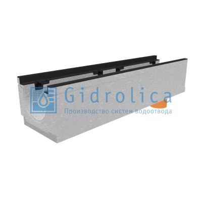 Лоток водоотводный бетонный коробчатый (СО-150мм), с чугунной насадкой, с водосливом КUв 100.24,8 (15).21,5(15)-BGZ-S, № -5-0