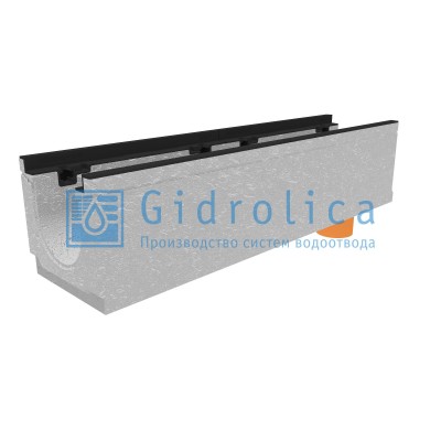 Лоток водоотводный бетонный коробчатый (СО-150мм), с чугунной насадкой, с водосливом КUв 100.24,8 (15).26,5(20)-BGZ-S, № 5-0