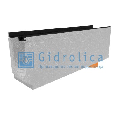 Лоток водоотводный бетонный коробчатый (СО-150мм), с чугунной насадкой, с водосливом КUв 100.24,8 (15).34(27,5)-BGZ-S, № 20-0