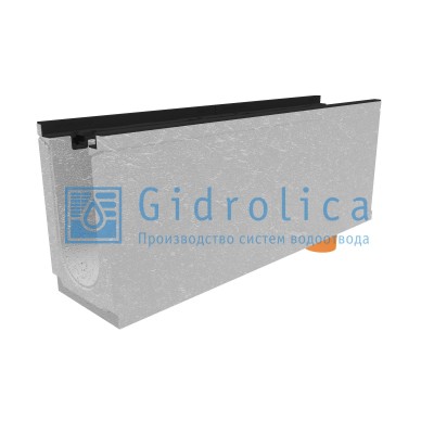 Лоток водоотводный бетонный коробчатый (СО-150мм), с чугунной насадкой, с водосливом КUв 100.24,8 (15).39(32,5) - BGZ-S, № 30-0