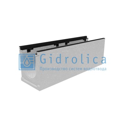 Лоток водоотводный бетонный коробчатый (СО-200мм), с чугунной насадкой КU 100.29,8 (20).33,5(26,5) - BGZ-S