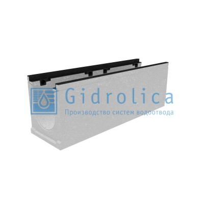 Лоток водоотводный бетонный коробчатый (СО-200мм), с чугунной насадкой КU 100.29,8 (20).34,5(27,5) - BGZ-S, № 10-0