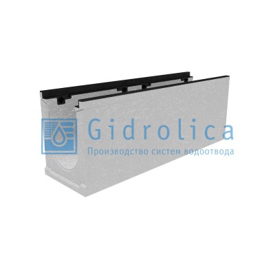 Лоток водоотводный бетонный коробчатый (СО-200мм), с чугунной насадкой КU 100.29,8 (20).37(30) - BGZ-S, № 15-0