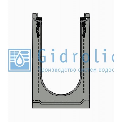 Лоток водоотводный бетонный коробчатый (СО-200мм), с чугунной насадкой КU 100.29,8 (20).49,5(42,5) - BGZ-S, №40-0