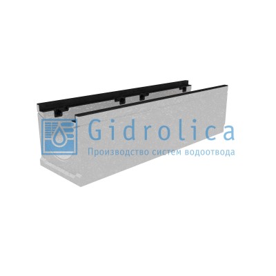 Лоток водоотводный бетонный коробчатый (СО-200мм), с чугунной насадкой, с уклоном 0,5%  КUу 100.29,8 (20).25,5(18,5) - BGZ-S, № -9