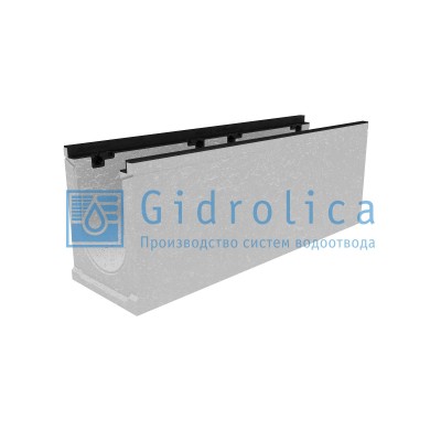 Лоток водоотводный бетонный коробчатый (СО-200мм), с чугунной насадкой, с уклоном 0,5%  КUу 100.29,8 (20).36,5(29,5) - BGZ-S, № 14