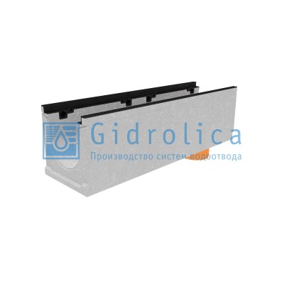 Лоток водоотводный бетонный коробчатый (СО-200мм), с чугунной насадкой, с водосливом КUв 100.29,8 (20).29,5(22,5) - BGZ-S, № 0