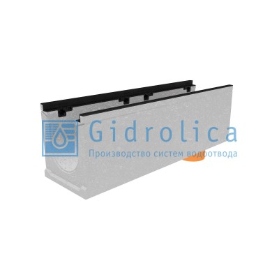 Лоток водоотводный бетонный коробчатый (СО-200мм), с чугунной насадкой, с водосливом КUв 100.29,8 (20).32(25) - BGZ-S, № 5-0