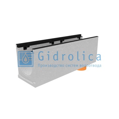 Лоток водоотводный бетонный коробчатый (СО-200мм), с чугунной насадкой, с водосливом КUв 100.29,8 (20).34,5(27,5) - BGZ-S, № 10-0