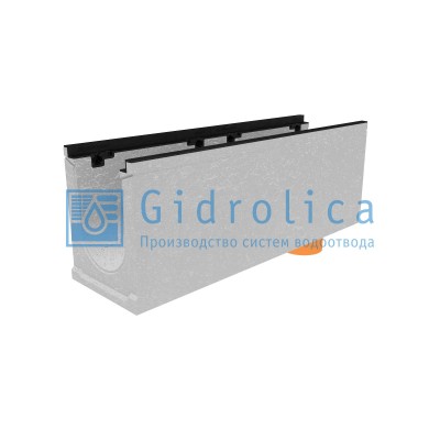 Лоток водоотводный бетонный коробчатый (СО-200мм), с чугунной насадкой, с водосливом КUв 100.29,8 (20).37(30) - BGZ-S, № 15-0