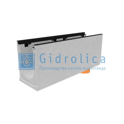 Лоток водоотводный бетонный коробчатый (СО-200мм), с чугунной насадкой, с водосливом КUв 100.29,8 (20).39,5(32,5) - BGZ-S, № 20-0