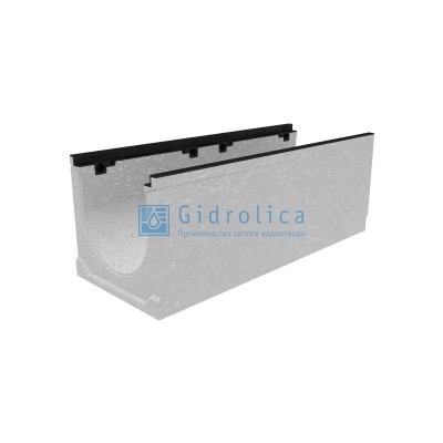 Лоток водоотводный бетонный коробчатый (СО-300), с чугунной насадкой, с водосливом КUв 100.39,9 (30).62(55) - BGZ-S, № 45-0
