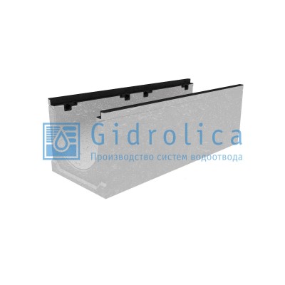 Лоток водоотводный бетонный коробчатый (СО-300мм), с чугунной насадкой  КU 100.39,9 (30).34,5(27,5) - BGZ-S, № -10-0