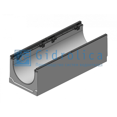Лоток водоотводный бетонный коробчатый (СО-300мм), с чугунной насадкой КU 100.39,9 (30).36(29) - BGZ-S