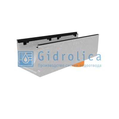 Лоток водоотводный бетонный коробчатый (СО-300мм), с чугунной насадкой с водосливом КUв 100.39,9 (30).30(23) - BGZ-S