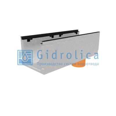 Лоток водоотводный бетонный коробчатый (СО-300мм), с чугунной насадкой, с водосливом КUв 100.39,9 (30).32(25) - BGZ-S, № -15-0