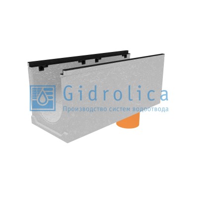 Лоток водоотводный бетонный коробчатый (СО-300мм), с чугунной насадкой, с водосливом КUв 100.39,9 (30).42(35) - BGZ-S, № 5-0