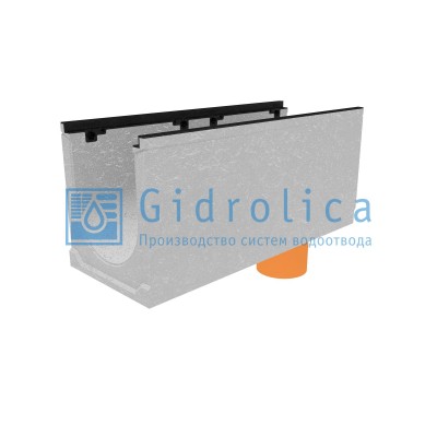 Лоток водоотводный бетонный коробчатый (СО-300мм), с чугунной насадкой, с водосливом КUв 100.39,9 (30).44,5(37,5) - BGZ-S, № 10-0