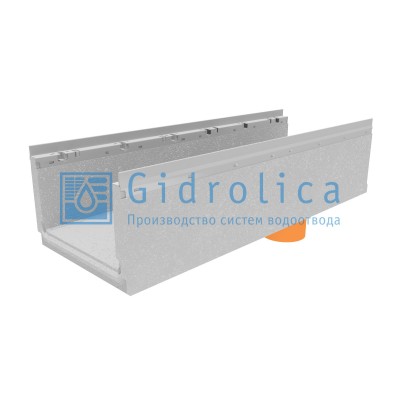 Лоток водоотводный бетонный коробчатый (СО-300мм), с оцинкованной насадкой, с водосливом КПв 100.36,3 (30).25(20,5) - BGF-Z, № 20-0