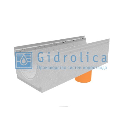 Лоток водоотводный бетонный коробчатый (СО-300мм), с оцинкованной насадкой, с водосливом КUв 100.36,3(30).29,5(23) - BGU-Z, № 0