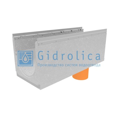 Лоток водоотводный бетонный коробчатый (СО-300мм), с оцинкованной насадкой, с водосливом КUв 100.36,3(30).39,5(33) - BGU-Z, № 20-0