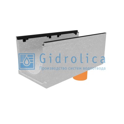 Лоток водоотводный бетонный коробчатый (СО-400мм), с чугунной насадкой, с водосливом КUв 100.49,9 (40).42(35) - BGZ-S, № 5-0