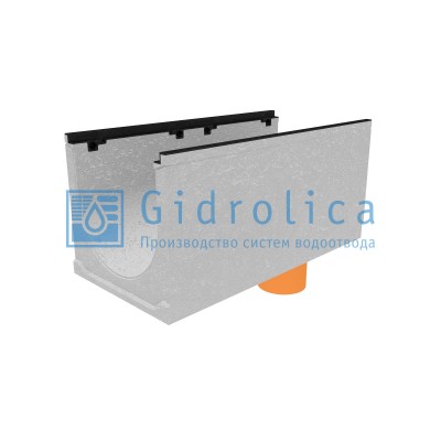 Лоток водоотводный бетонный коробчатый (СО-400мм), с чугунной насадкой, с водосливом КUв 100.49,9 (40).47(40) - BGZ-S, № 15-0
