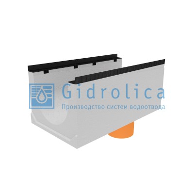 Лоток водоотводный бетонный коробчатый (СО-400мм), с водосливом КUв 100.54(40).45(37) - BGМ, № 0