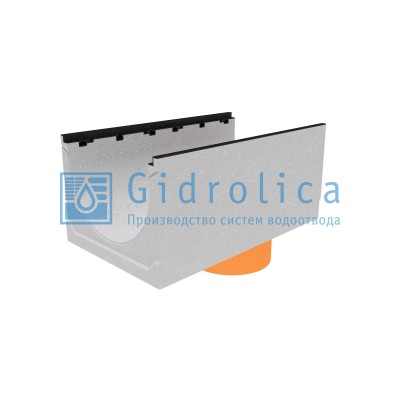 Лоток водоотводный бетонный коробчатый (СО-500мм), с чугунной насадкой, с водосливом КUв 100.60,3 (50).45(36) - BGZ-S, № 0