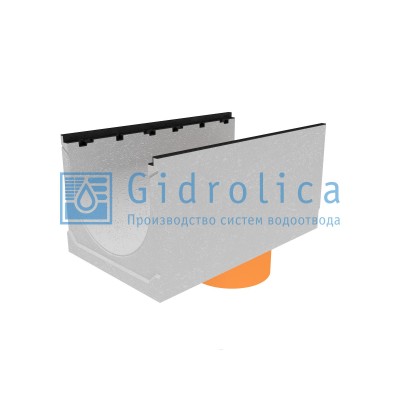 Лоток водоотводный бетонный коробчатый (СО-500мм), с чугунной насадкой, с водосливом КUв 100.60,3 (50).50(41) - BGZ-S, № 10-0