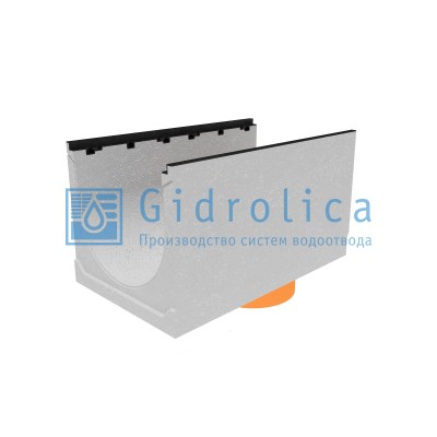 Лоток водоотводный бетонный коробчатый (СО-500мм), с чугунной насадкой, с водосливом КUв 100.60,3 (50).55(46) - BGZ-S, № 20-0