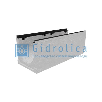 Лоток водоотводный бетонный коробчатый (СО300 мм), с чугунной насадкой, с уклоном 0,5% КUу 100.39,9 (30).35,5(28,5) - BGZ-S, № -9